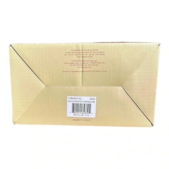 SPODE Christmas Tree 14 oz Mug & 4" Coaster Set Microwave/Freezer Safe NIB - Picture 3 of 6